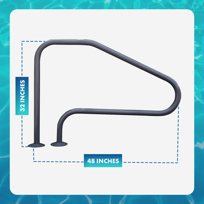 Saftron InGround Pool Return Rail & 3 Rung Step Ladder Handrail, Graphite Gray