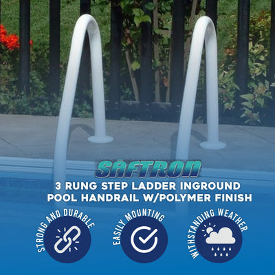 Saftron 3 Step High Impact Polymer Finish Inground Pool Ladder, White(For Parts) - VMInnovations