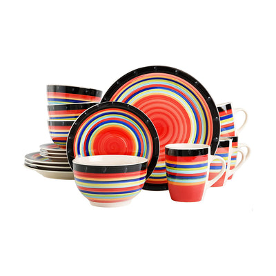 Gibson Casa Stella 16 Piece Dinnerware Plates, Bowls, & Mugs Set, Multicolor
