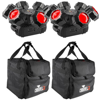 Chauvet DJ Helicopter Q6 Rotating Stage Lighting Effect, 2 Pack + 2 Carry Cases