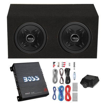 Boss Audio Package 1000W 12" Subwoofers (2) + 1100W Amp & Wiring Kit + Sub Box