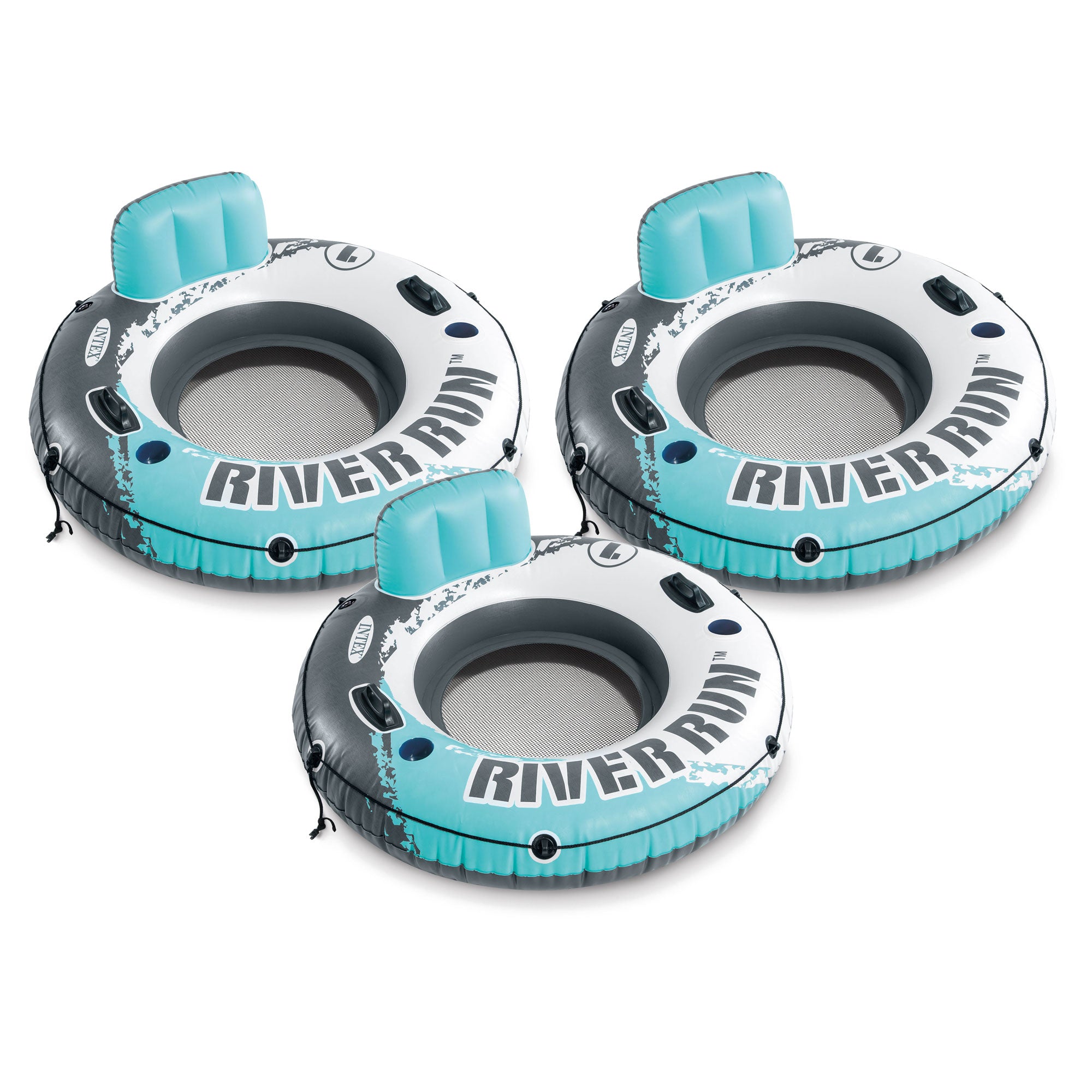 Intex River Run Single Inflatable Lake Floating Water Tubes, 3 Pack, Multicolor