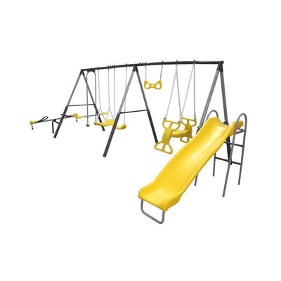 XDP Recreation Rising Sun Kids Metal Outdoor Playground Swing Set + Anchor Kit