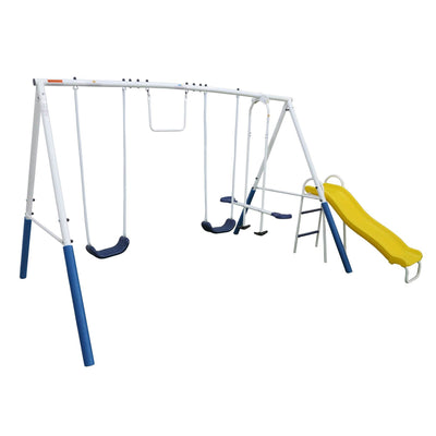 XDP Recreation Blue Ridge Outdoor Backyard Kids Swing Set w/ Slide + Anchor Kit