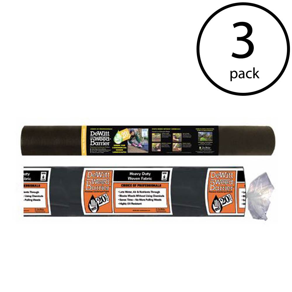 DeWitt 20 Year 4.1-Ounce Landscape Weed Barrier Fabric, 4 x 250 Feet (3 Pack)