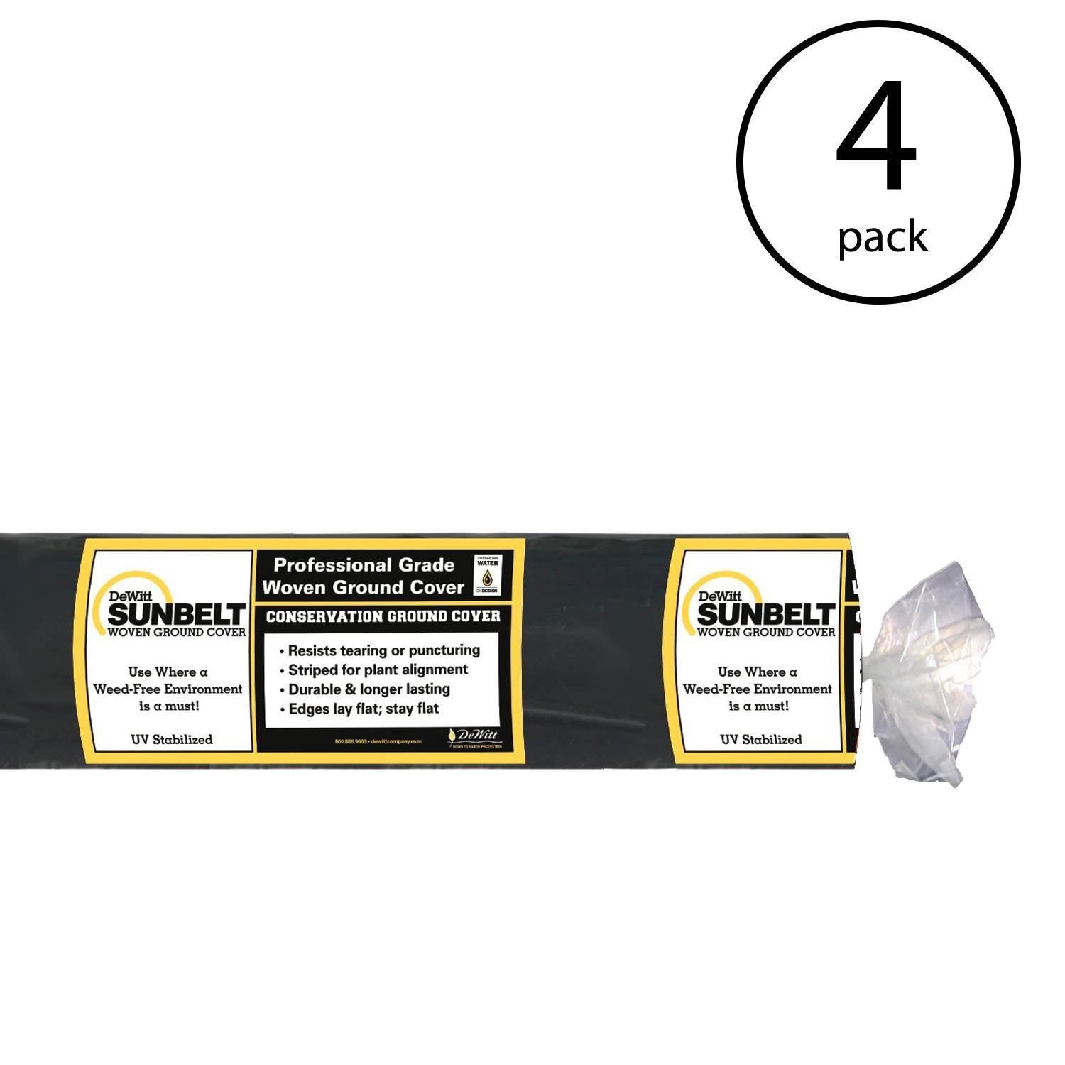 DeWitt Sunbelt 3' Wide Weed Barrier Landscape Fabric Ground Cover, 300' (4 Pack) - VMInnovations