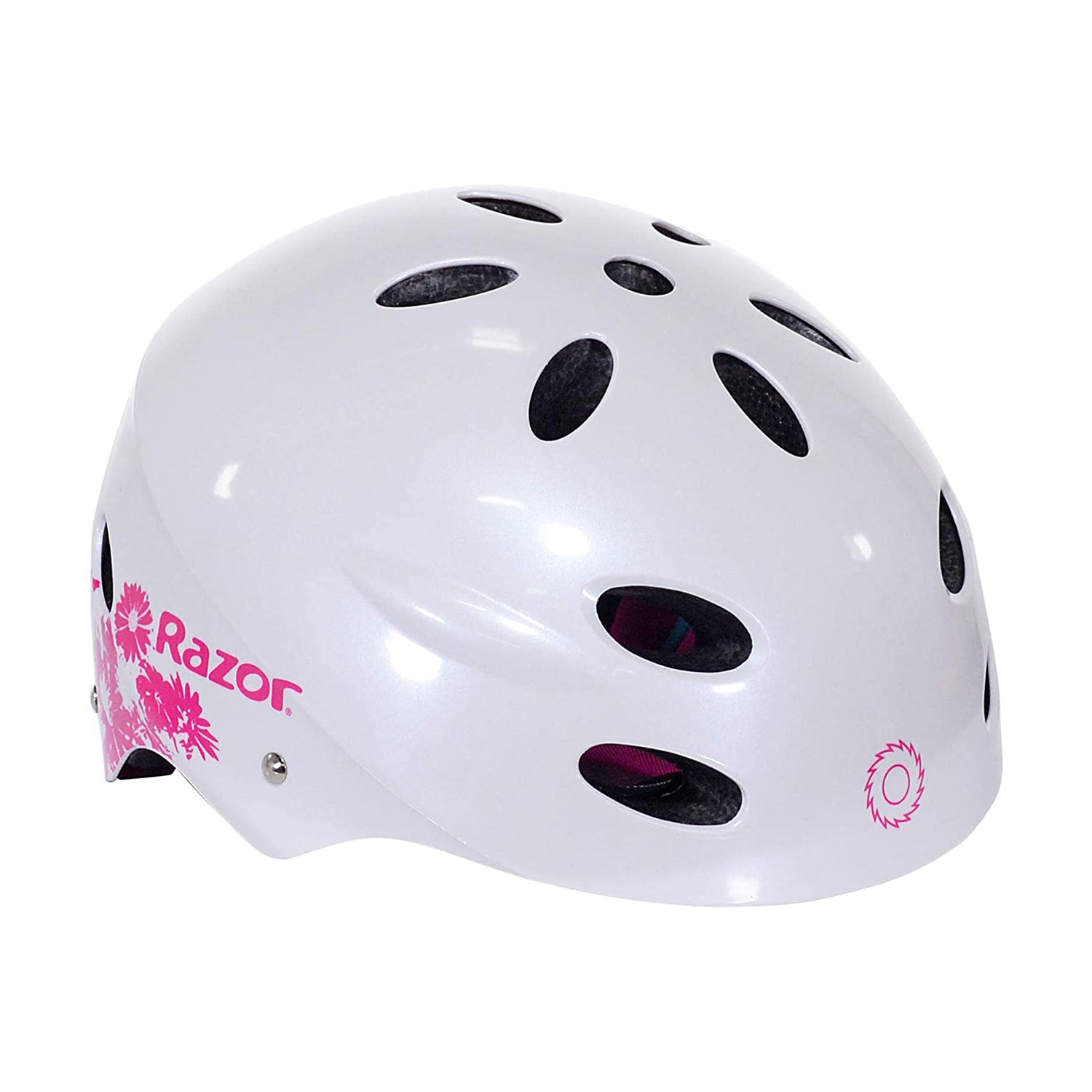 Razor V-17 Youth Safety Sport Bicycle Helmet For Kids, White/Pink (Open Box)