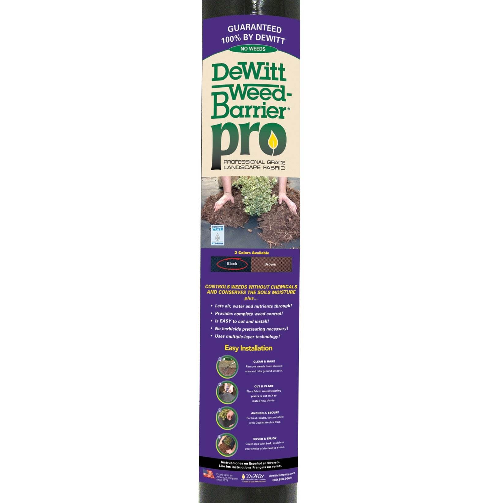 DeWitt Weed Barrier Pro 3 Ounce Landscape Fabric in Black, 4' x 100' (4 Pack) - VMInnovations