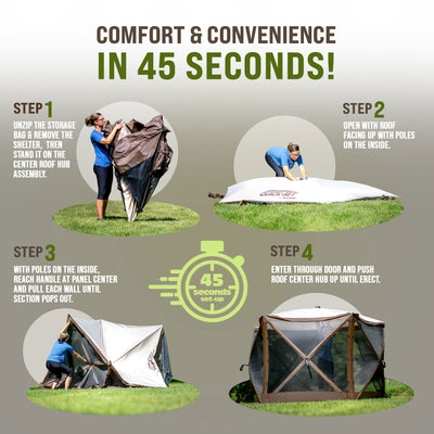 CLAM Quick-Set Escape Portable Outdoor Gazebo Canopy Shelter and 3 Wind Panels - VMInnovations