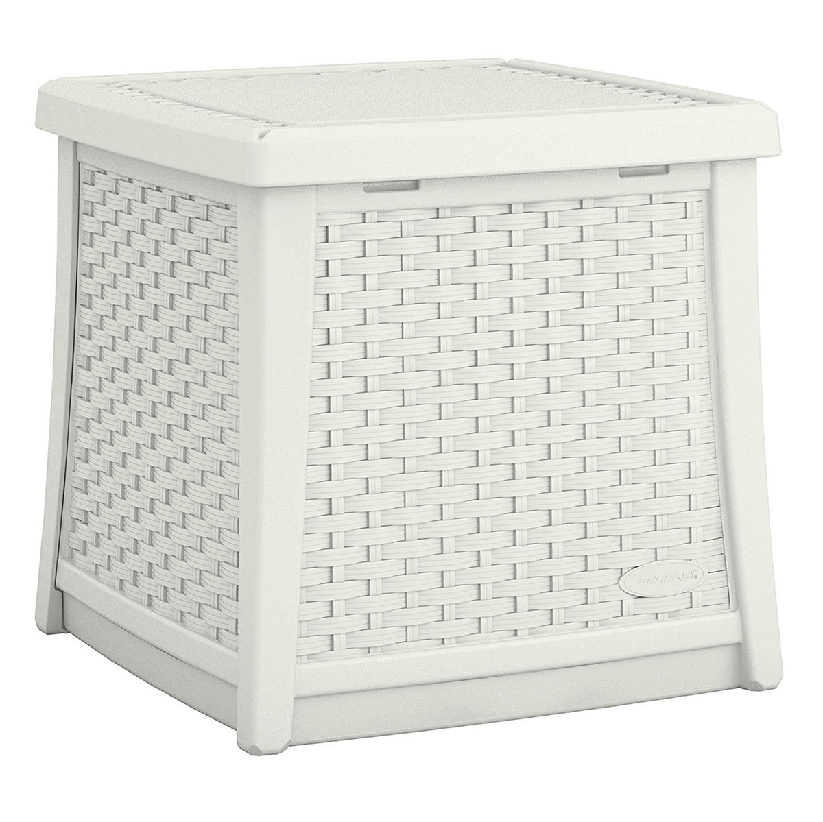 Suncast Elements 13-Gallon Wicker Patio End Table with Storage, White (4 Pack)