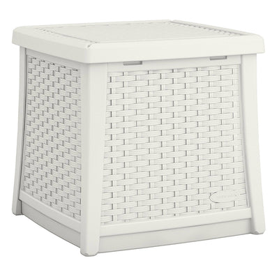 Suncast Elements 13-Gallon Wicker Patio End Table with Storage, White (4 Pack)