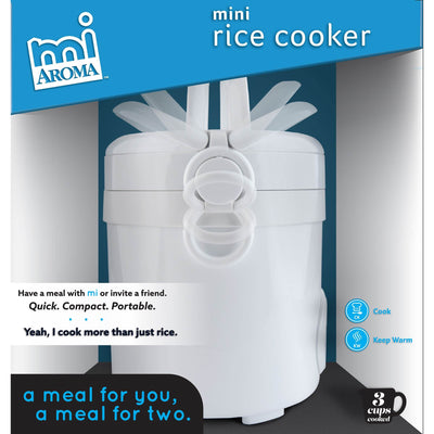 Aroma miAroma Mini 3 Cup Nonstick Dishwasher Safe Rice Cooker, White (Open Box)