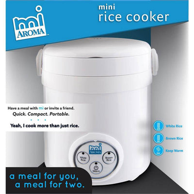Aroma miAroma Mini 3 Cup Nonstick Dishwasher Safe Rice Cooker, White (Open Box)