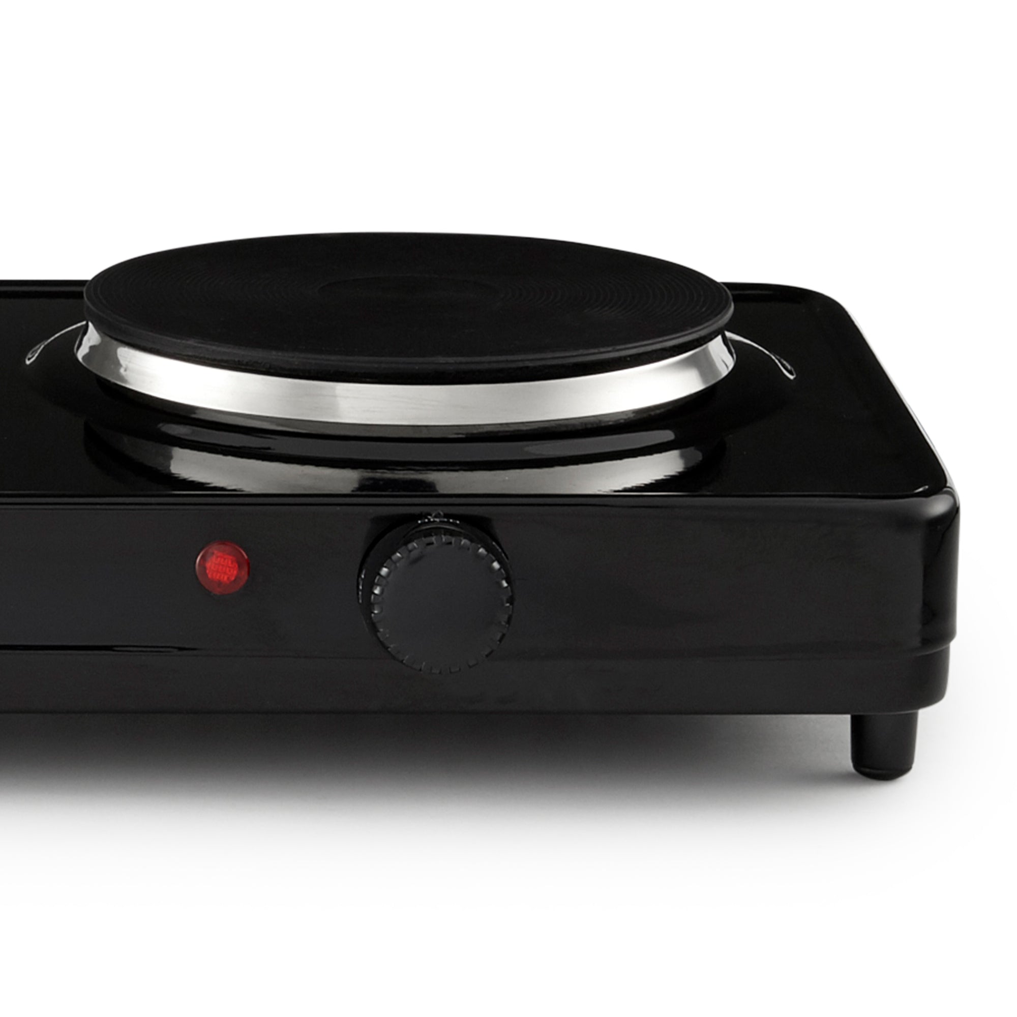 Aroma Cast Iron Portable Double Burner Electric 1440W Hot Plate, Black(Open Box)