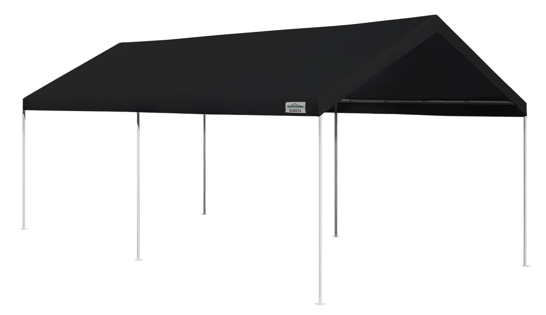 Caravan Canopy Domain 10 x 20 Ft Carport Top and Sidewalls, Black w/ Anchor Set - VMInnovations