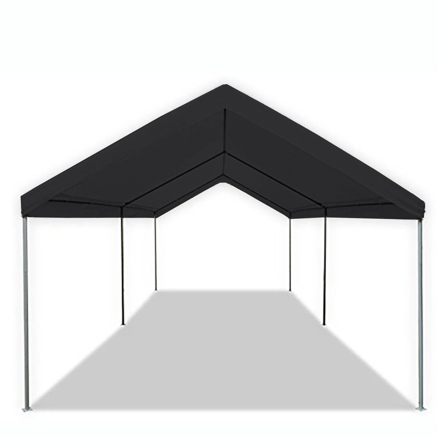Caravan Canopy Domain 10 x 20 Ft Carport Top and Sidewalls, Black w/ Anchor Set - VMInnovations