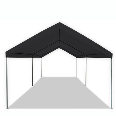 Caravan Canopy Domain 10 x 20 Ft Carport Top and Sidewalls, Black w/ Anchor Set - VMInnovations