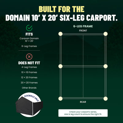 Caravan Canopy 20x10' Carport Tent Sidewalls, Black (Sidewalls Only)(Open Box)