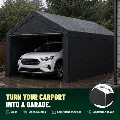 Caravan Canopy 20x10' Carport Tent Sidewalls, Black (Sidewalls Only)(Open Box)