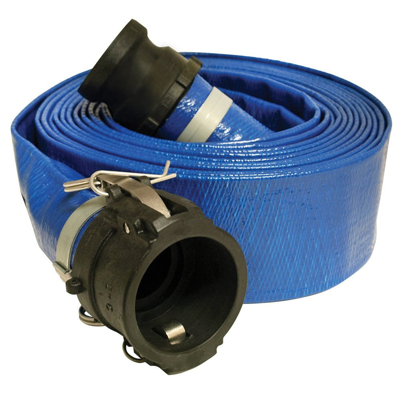 Apache 98138066 50 Foot Standard Duty PVC Flat Discharge Hose with Poly Cam Lock