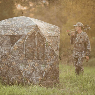 Ameristep Brickhouse 3 Person Hunting Ground Blind, Realtree Edge (Open Box)