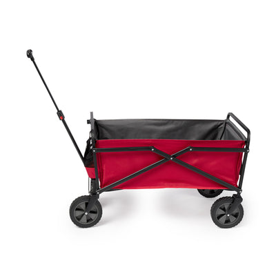 Seina 150lb Capacity Folding Collapsible Steel Utility Wagon Cart, Red/Gray