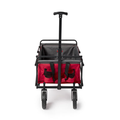 Seina Collapsible Steel Frame Folding Utility Wagon Garden Cart, Red (2 Pack)