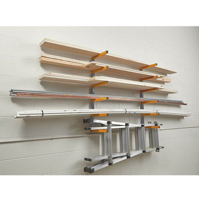 Portamate 6 Shelf Wall Mount Lumber Storage Rack w/ 600 Pound Capacity (2 Pack)