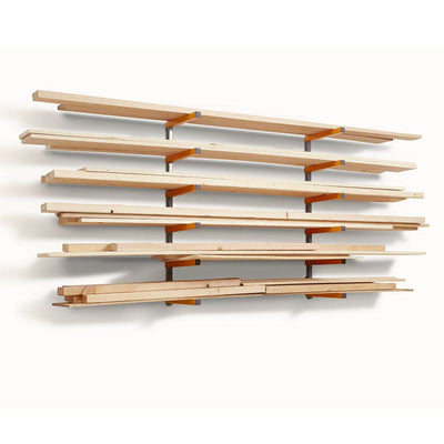 Portamate 6 Shelf Wall Mount Lumber Storage Rack w/ 600 Pound Capacity (4 Pack)