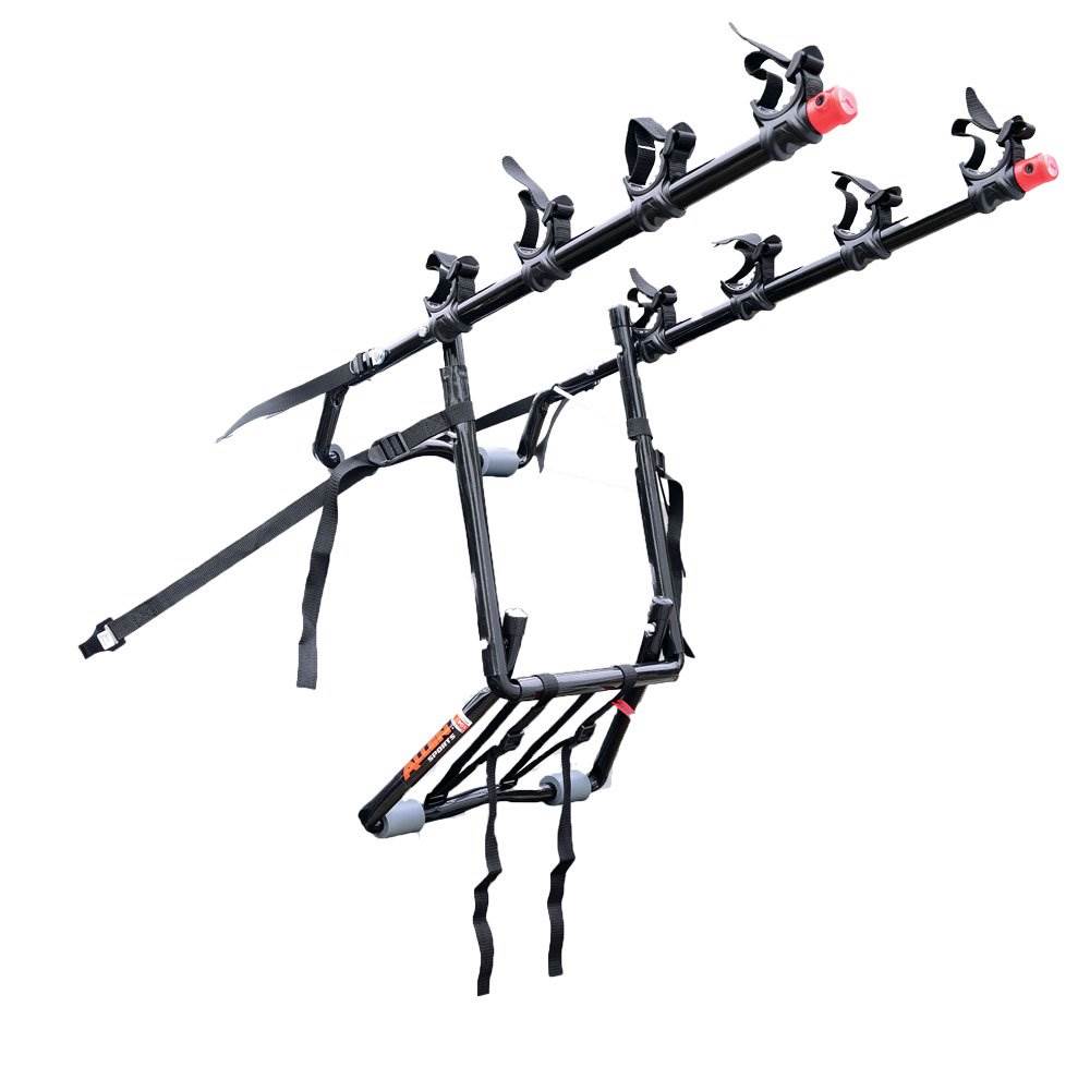 Allen Sports 21" Over the Trunk Deluxe 4 Bike Rack w/ Tie Downs, Black(Open Box) - VMInnovations