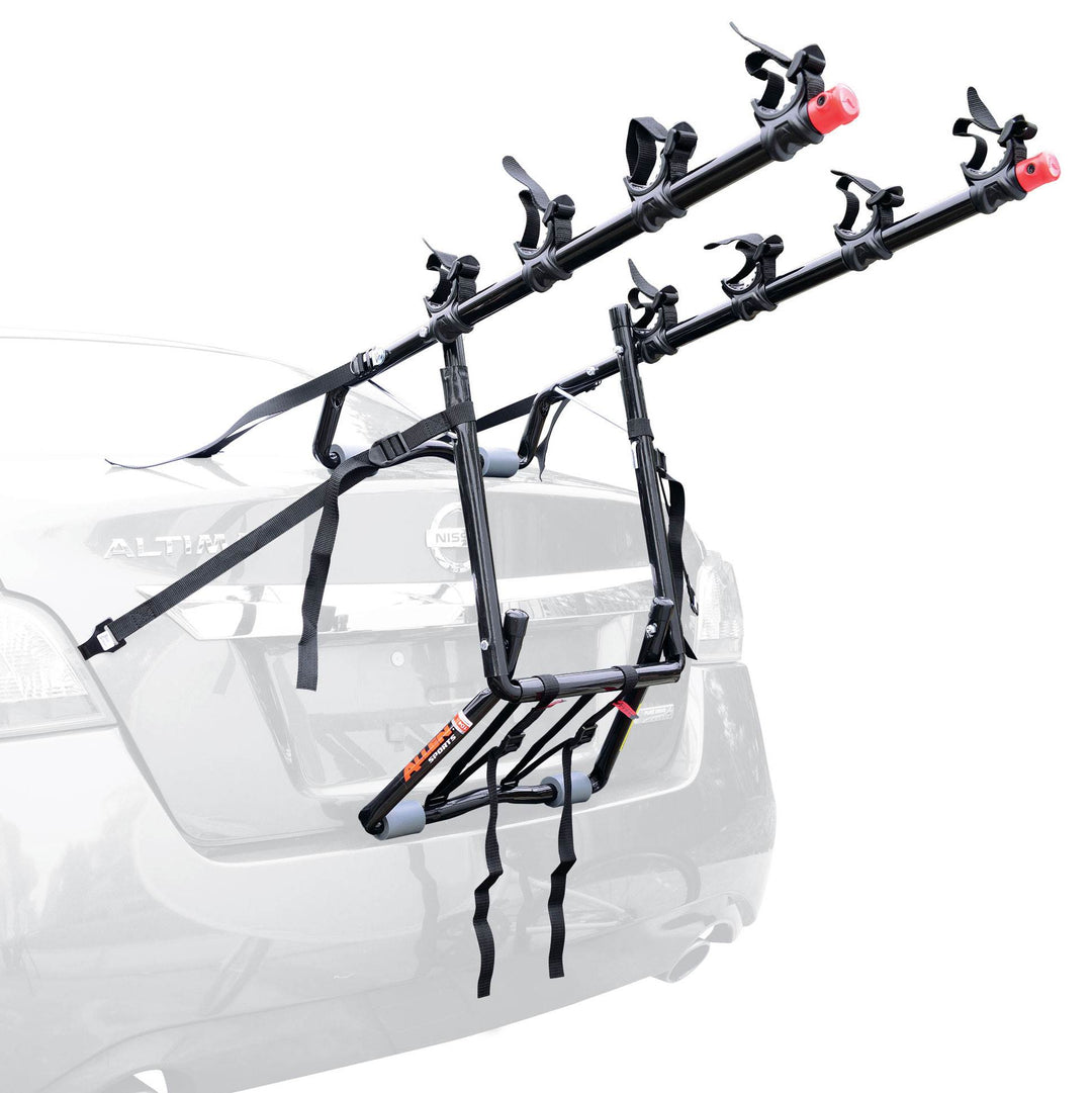 Allen Sports 21" Over the Trunk Deluxe 4 Bike Rack w/ Tie Downs, Black(Open Box)