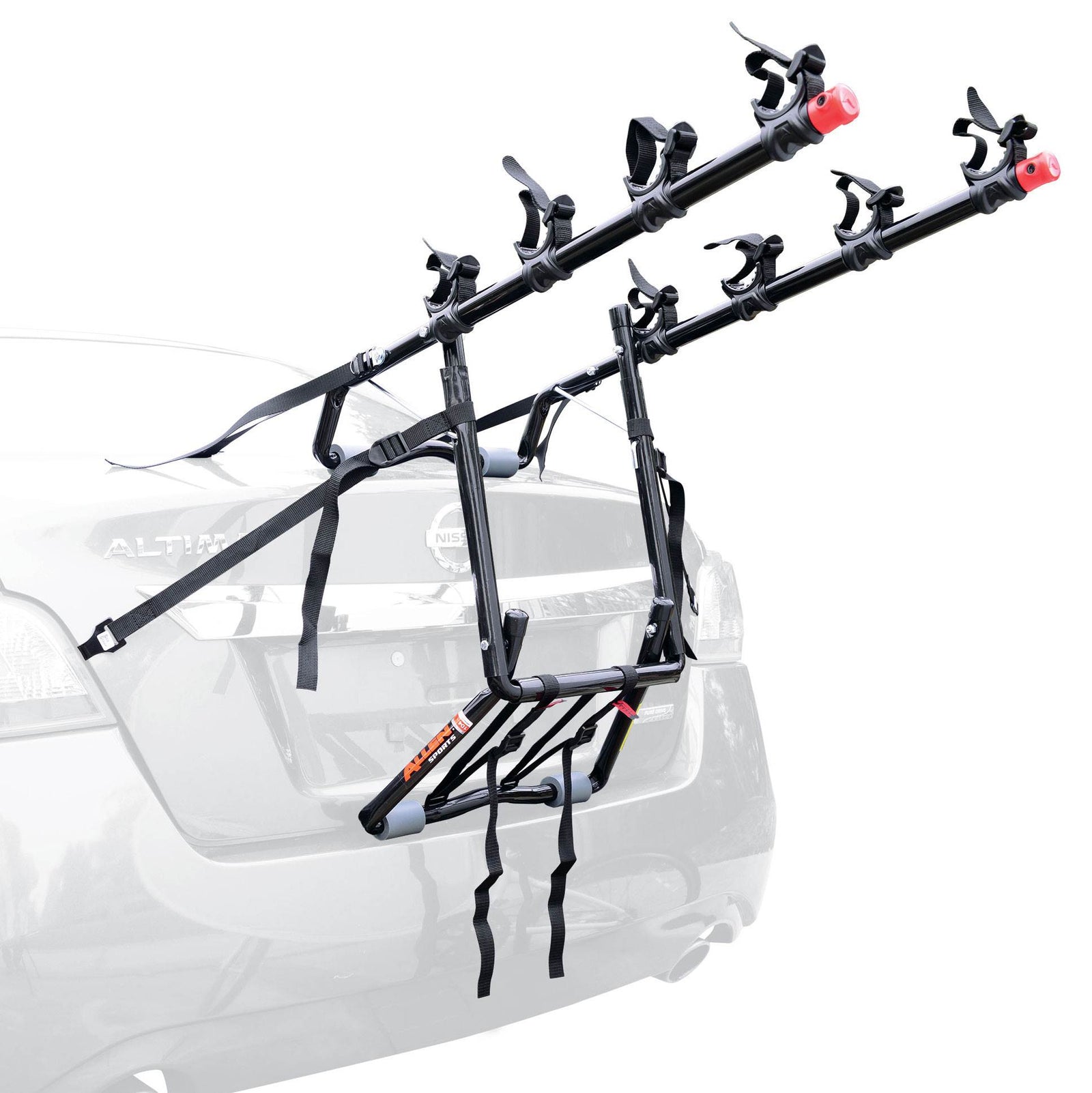 Allen Sports 21" Over the Trunk Deluxe 4 Bike Rack w/ Tie Downs, Black(Open Box) - VMInnovations