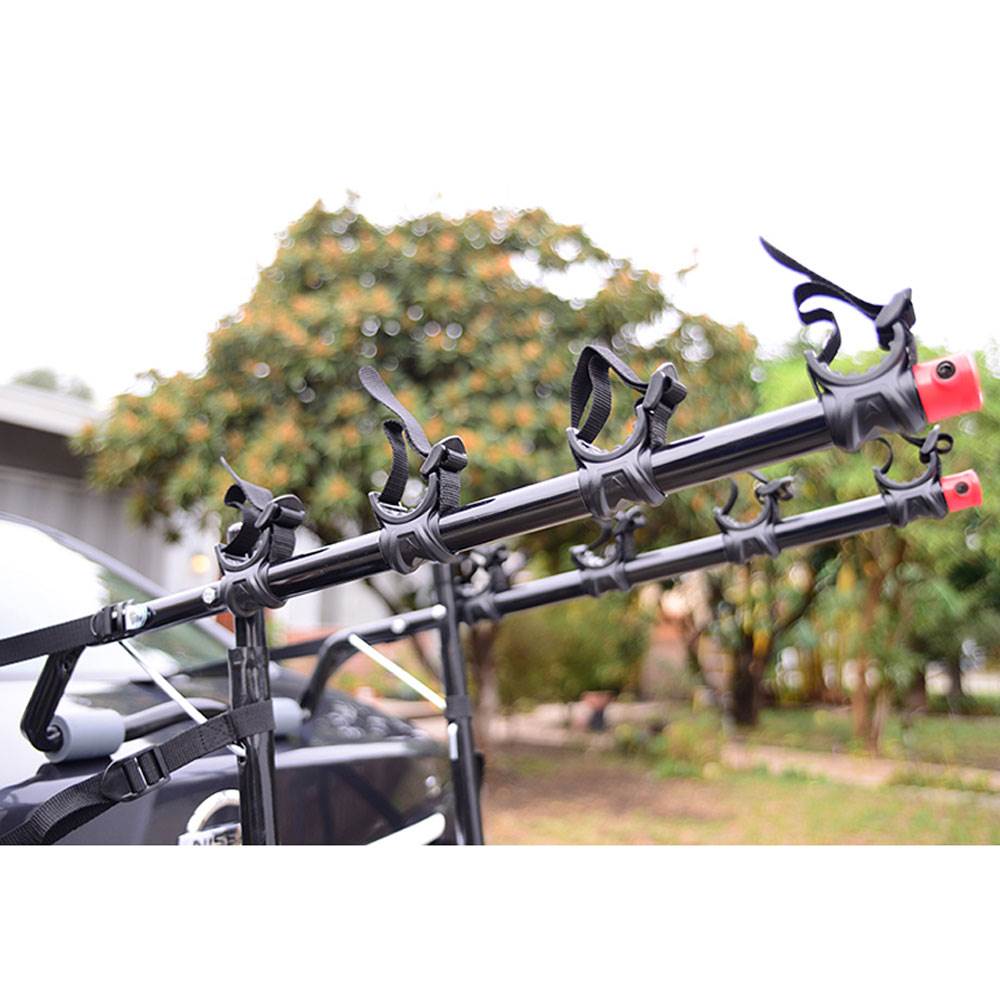 Allen Sports 21" Over the Trunk Deluxe 4 Bike Rack w/ Tie Downs, Black(Open Box) - VMInnovations