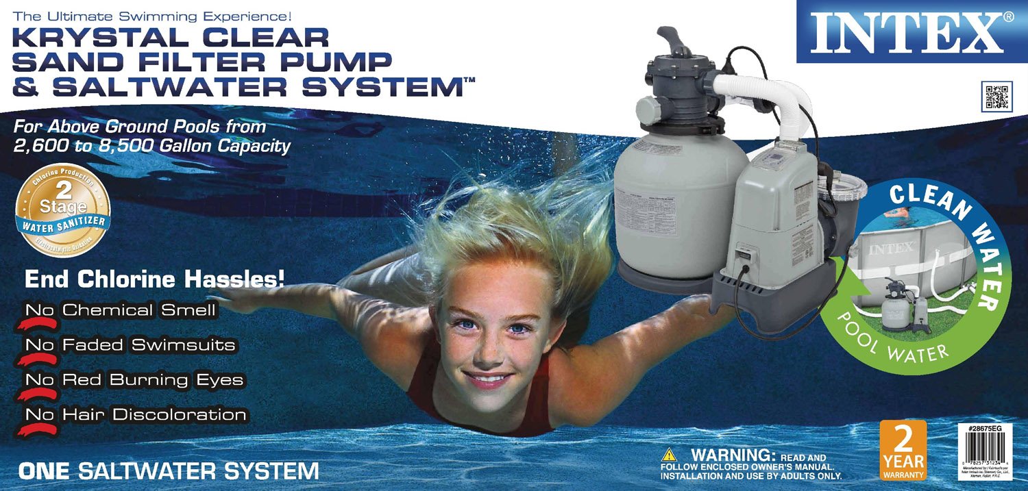 Intex 1600 GPH Saltwater & Sand Filter Set & Intex Deluxe Wall-Mounted Skimmer