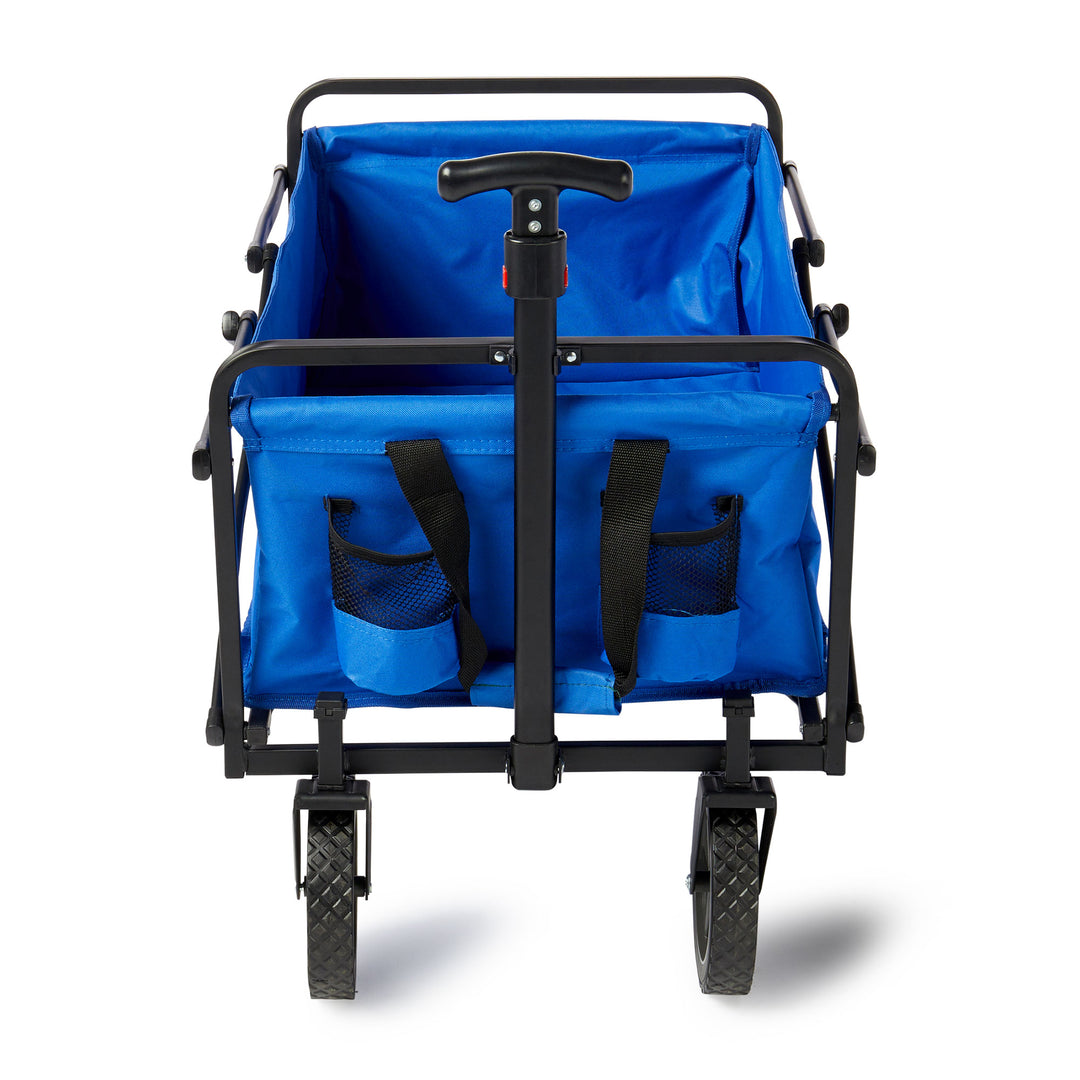 Seina 150lb Capacity Folding Collapsible Steel Outdoor Utility Wagon Cart, Blue