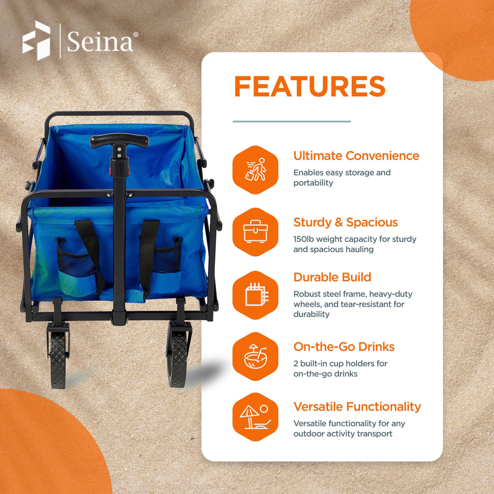 Seina Manual 150 Pound Capacity Folding Outdoor Utility Cart, Blue (Used) - VMInnovations