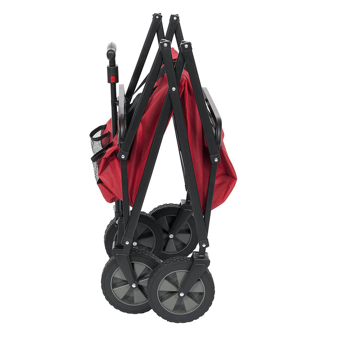 Seina Collapsible Steel Frame Folding Utility Beach Wagon Cart, Red (Used)