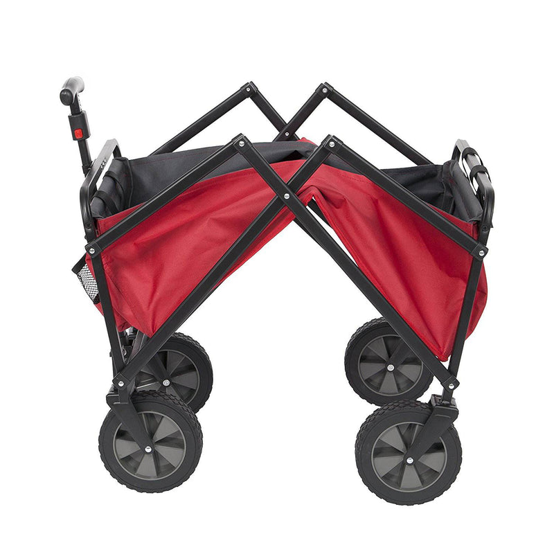 Seina Collapsible Steel Frame Folding Utility Beach Wagon Cart, Red (Used)