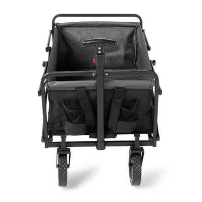 Seina 150lb Capacity Folding Collapsible Steel Utility Wagon Cart, Black/Grey