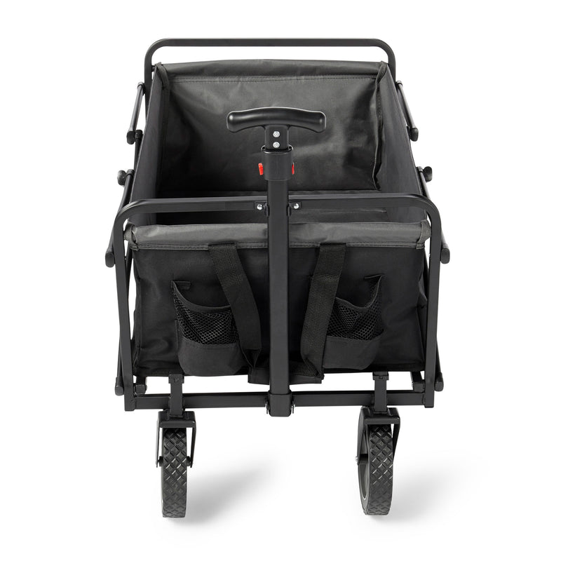 Seina 150lb Capacity Folding Collapsible Steel Utility Wagon Cart, Black/Grey