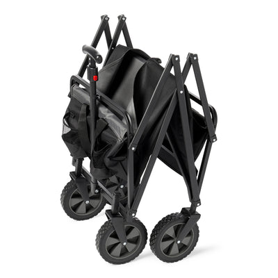 Seina 150lb Capacity Folding Collapsible Steel Utility Wagon Cart, Black/Grey