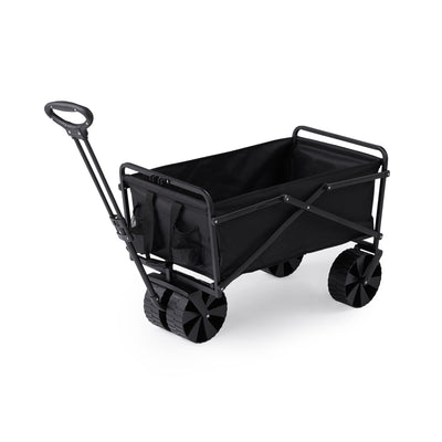 Seina Steel Frame Folding Beach Wagon Outdoor Cart, Black (Open Box) (2 Pack) - VMInnovations