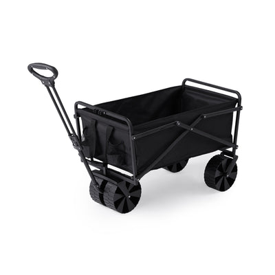 Seina Collapsible Steel Frame Utility Beach Wagon Outdoor Cart, Black (Open Box)
