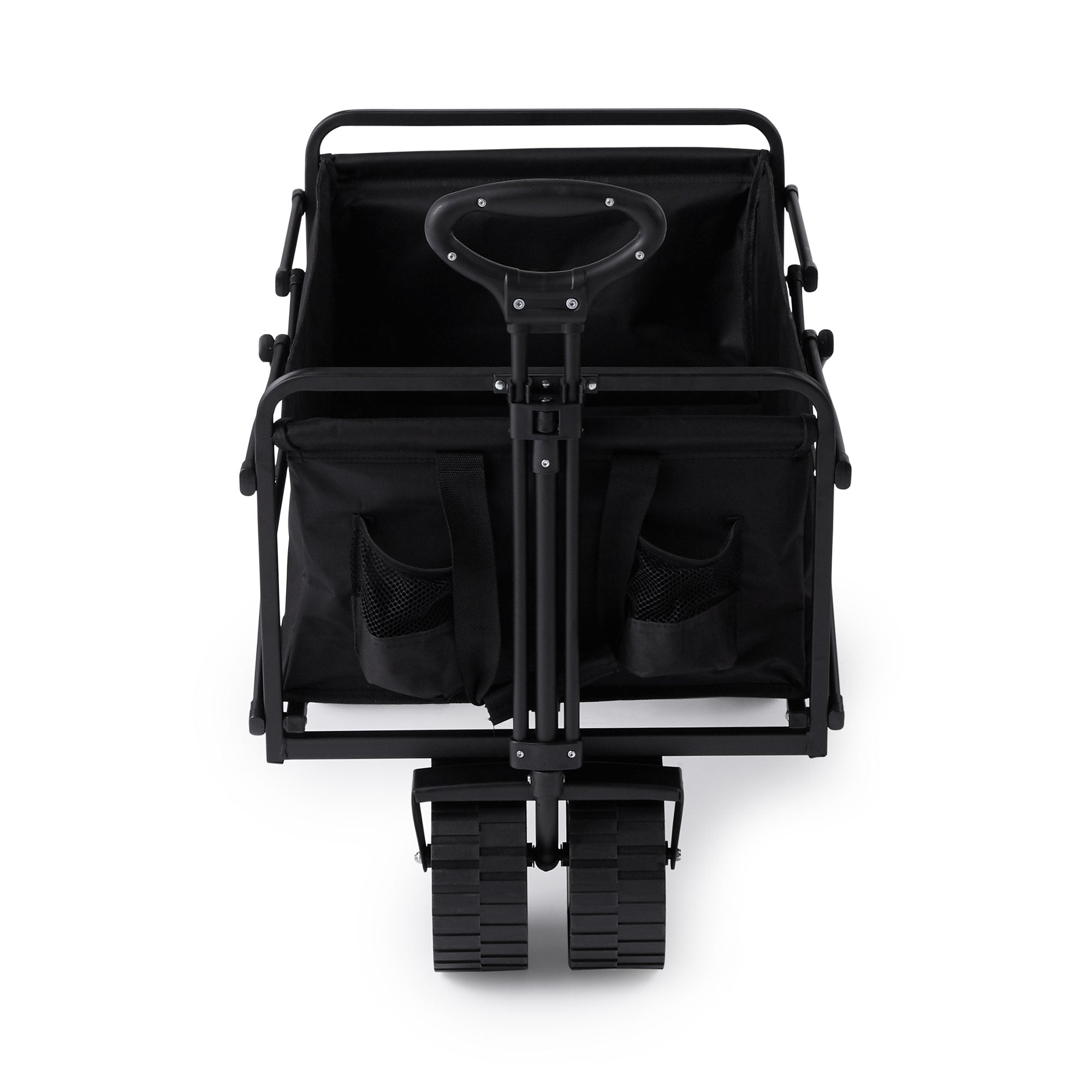 Seina Steel Frame Folding Beach Wagon Outdoor Cart, Black (Open Box) (2 Pack) - VMInnovations