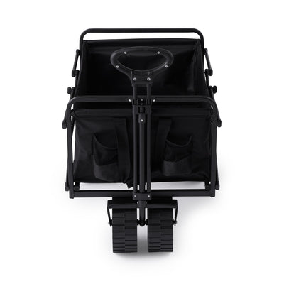 Seina Steel Frame Folding Beach Wagon Outdoor Cart, Black (Open Box) (2 Pack) - VMInnovations