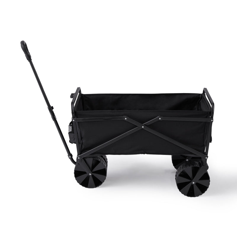 Seina 150lb Capacity Collapsible Steel Frame Outdoor Utility Wagon Cart, Black