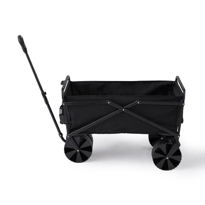 Seina Steel Frame Folding Beach Wagon Outdoor Cart, Black (Open Box) (2 Pack)