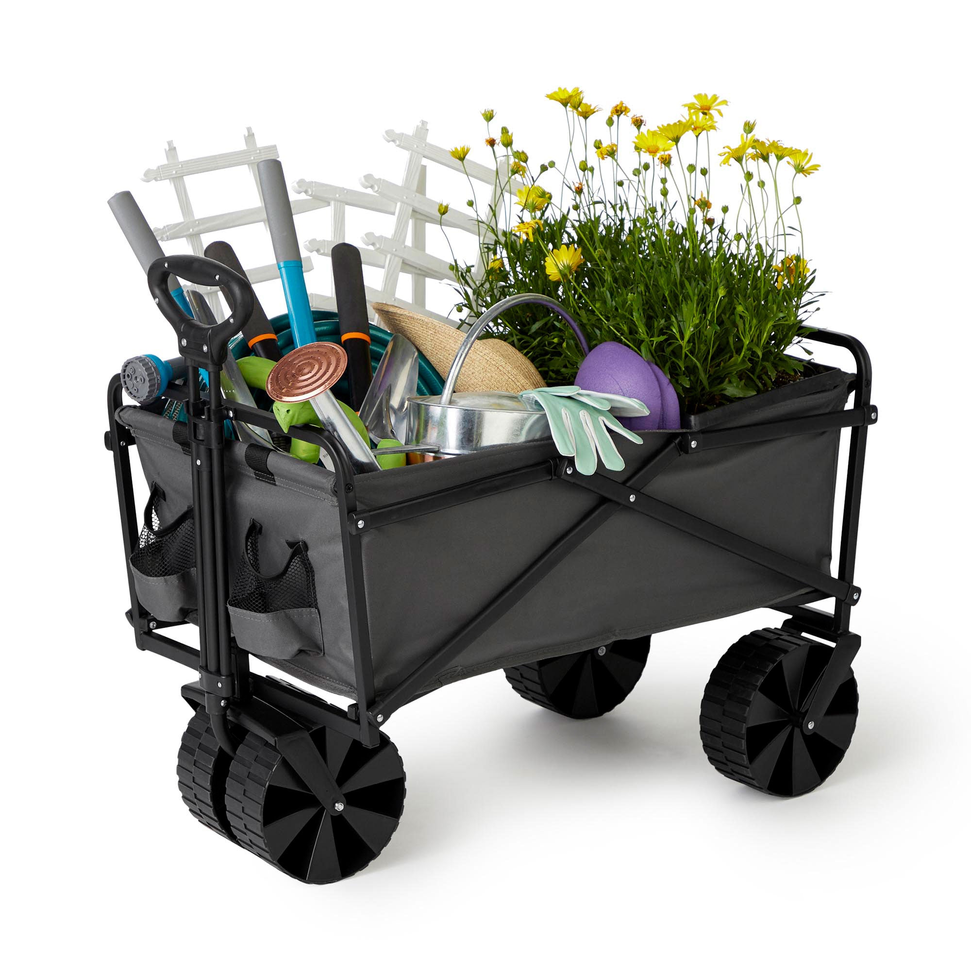 Seina Collapsible Steel Frame Folding Utility Beach Wagon Cart, Gray (Open Box) - VMInnovations