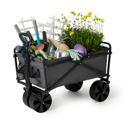 Seina Collapsible Steel Frame Folding Utility Beach Wagon Cart, Gray (Open Box) - VMInnovations