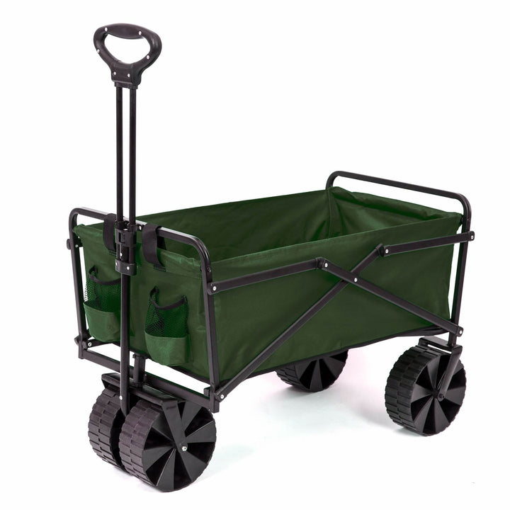 Seina Collapsible Steel Frame Folding Wagon Outdoor Cart, Green (Open Box)